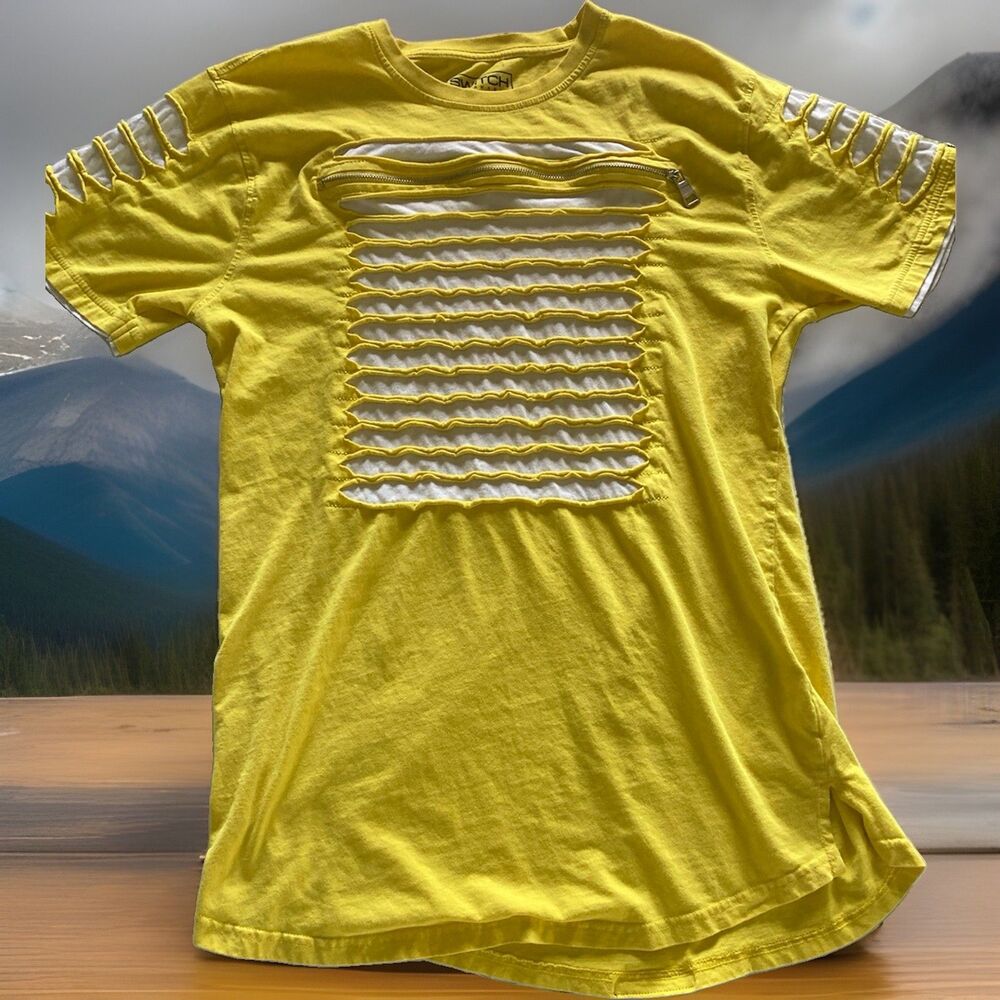 Switch Original Remarkable Top Large Yellow Cotton Logo Good Condition Zipper
